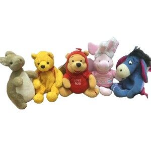 Disney Winnie The Pooh+Friends Plush Lot of 5~Piglet~Kanga/Roo~Eyeore+Ty Poopsie